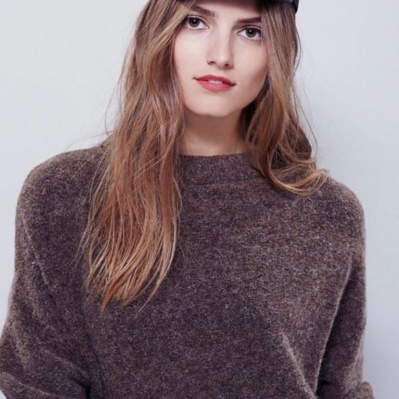 Free People Winding Ivy Pullover Oversized Brown Chunky Sweater XS/S - Picture 2 of 10